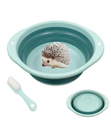 YOGURTCK Hedgehog Bathtub with Bathing Cleaning Brush Tool, Foldable Bath Supplies for Hedgehog Hamster Guinea Pig and Other Small Animals