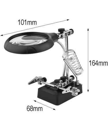 Magnifying Glass with LED Light 2.5X 7.5X 10X Lens Helping Hands Magnifier Soldering Station with Clamp and Alligator Clips for Soldering Assembly Repair Modeling Crafts - Buy Online on GoSupps.com