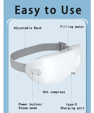 JUTIYAS Rechargeable Heat Eye Mask for Dry Eyes - Hot Steam Sleep Mask for Eye Care - Gift for Women/Men (White) - Buy Online on GoSupps.com