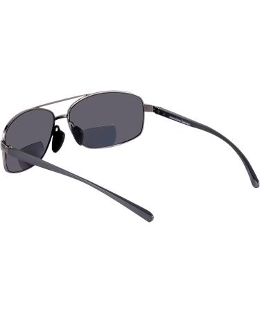 Buy Navigator Lightweight Rectangular Aviator Bifocal Sunglasses - Gun Metal 2.5x | International Shipping Available - Buy Online on GoSupps.com