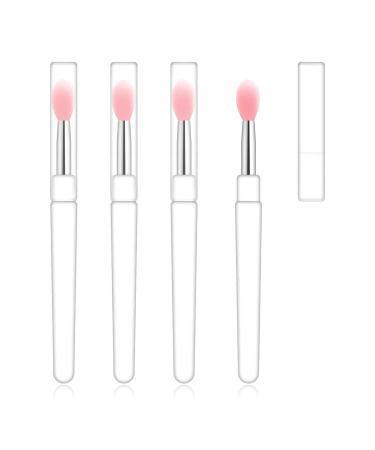 Silicone Lip Brush, Zvrlampro Lip Gloss Wands Lipstick Applicator with Cap for Lip Mask, Lip Cream. (4pcs, Pink) 4pcs Pink