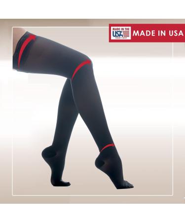 Medicella Premier Closed Toe Thigh High Compression Stockings for Women | 8-15 mmHg Medical Quality Made in USA | Sheer Mild Pressure Support for Circulation & Travel | Small Size Black - Buy Online on GoSupps.com