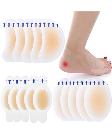 24 Pcs Blister Gel Guard Invisible Blister Plasters Bandages Waterproof Blister Protector Feet Blister Cushion Plaster for Fingers Toes Forefoot Heel Protector and Guard Ski (3 * 5P) 3*5P