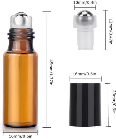 Voarge 24x 5ml Empty Glass Roll-On Bottles - Brown Amber for Essential Oils Lotions & Perfumes - Perfect for Travel - Buy Online on GoSupps.com