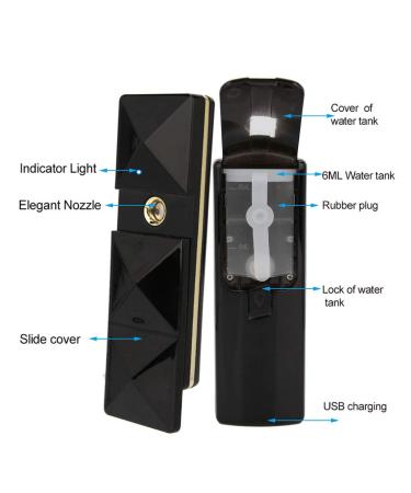 Nano Facial Mister Sprayer USB Rechargeable - Portable Handy Mist Spray for Face Hydration and Atomization - Mini Beauty Device in Black - Buy Online on GoSupps.com