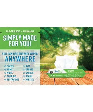 Simpleaf Flushable Wet Wipes For Adults - Eco-Friendly, Paraben & Alcohol-Free, Septic Safe, Hypoallergenic with Aloe Vera & Vitamin E - 6 Pack, 25 Count - Buy Online on GoSupps.com