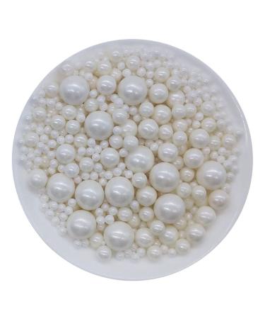 Edible White Sugar Pearls Candy Sprinkles 120G/ 4.23Ounce Baking Cake Sprinkles Cupcake and Cake Topper Cookie Decorations Wedding Party Valentines Halloween Christmas Supplies