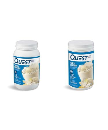 Quest Vanilla Milkshake Protein Powder Bundle 24g Protein 1g Sugar 3 & 1.6 Pound Low Carb Gluten Free 43 & 23 Servings