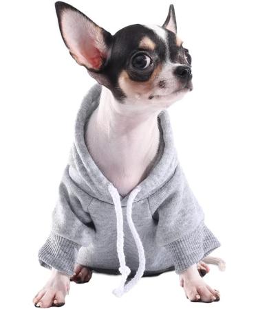 Piaite Grey Chihuahua Dog Hoodie | Winter Small Dog Sweatshirt with Leash Hole | Warm Pet Clothes for Puppy | Dog Sweater Coat Clothing - Navy - Size L - Buy Online on GoSupps.com