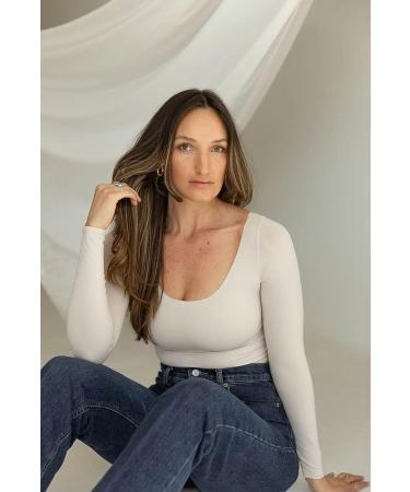 Almere Women's Long Sleeve Seamless Top - Contour Double-Lined Basic Top - X-Small Cream - Buy Online on GoSupps.com