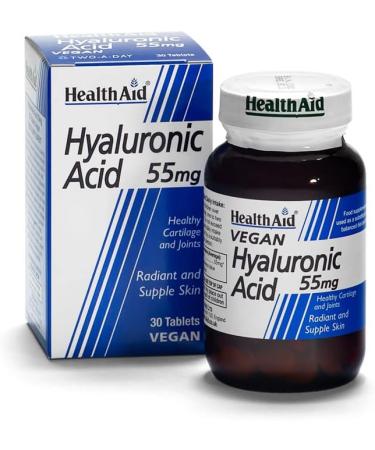 HealthAid Hyaluronic Acid 55mg - 30 Tablets | Skin Hydration & Joint Support - Buy Online on GoSupps.com