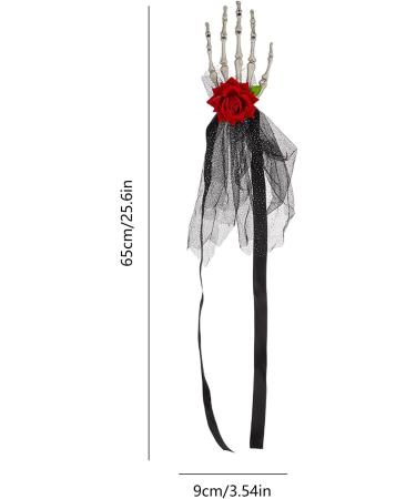 Neamou Halloween Skull Hand Hairpins - Punk Headdress With Rose Flower Halloween Skull Hand Headpiece Hairpins Halloween Skeleton Headpiece Straps - Buy Online on GoSupps.com