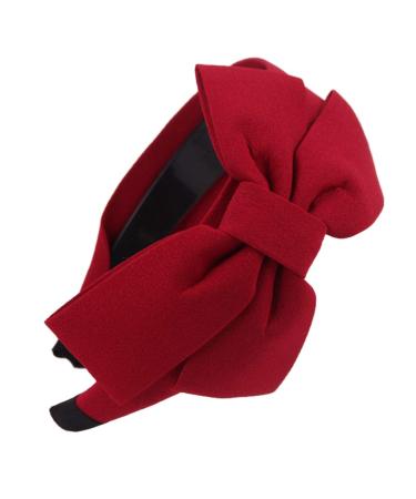 YoungerY Women's Wide Bow Headband Striped Dots Red