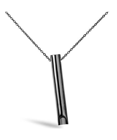 Magiho stainless steel mindful breathing necklaces breathing chain smoke cessation fear relief tool stress reduction against fear slowdown breathing exercise device - black