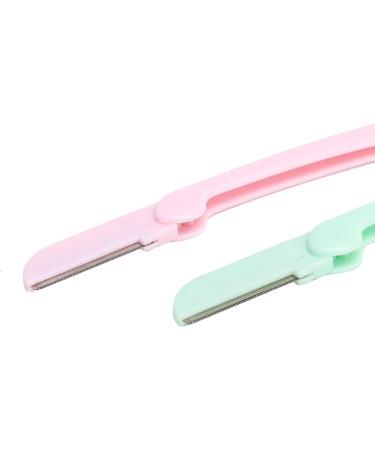 Syh & Aqye Manual Eyebrow Cutter - 2 Facial Razors for Men & Women | Lint-Free Shaving for Face Lips & Eyebrows (Pink & Green) - Buy Online on GoSupps.com
