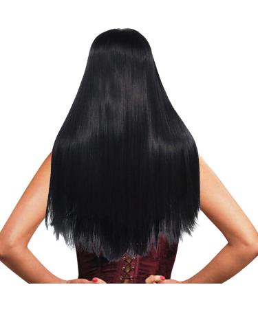 Buy Ladies Long Black Wig - Straight & Curly Brazilian Party Hair for 50s-80s Styles - International Shipping Available - Buy Online on GoSupps.com