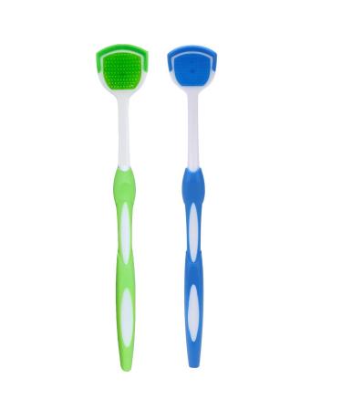 2 Pack Tongue Scraper, Tongue Cleaner Brush for Adults Tongue Scrubber for Better Breath (Green&Blue)