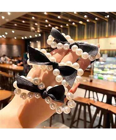 Buy Tseenyi Pearl Rubber Band Rope - Black Loop Pearls Hair Accessories for Women & Girls | Perfect for Weddings Valentine's Day & Christmas Gifts - Buy Online on GoSupps.com