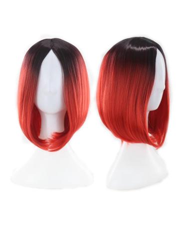 Healvian 1pc Gradient Color Cosplay Wig Synthetic Hair Wig Straight Short Wigs Fancy Dress Wigs Party Accessories 35.00X55.00X0.30CM Red - Buy Online on GoSupps.com