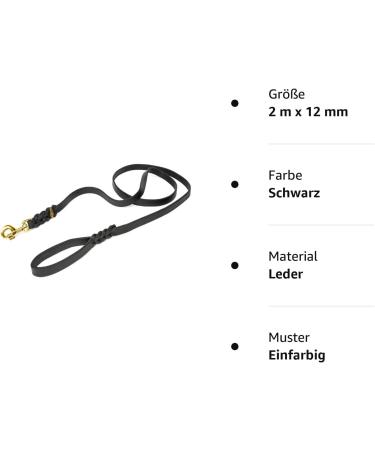 CopcoPet Fat Leather Leash with Brass Snap Hook - Durable Black Dog Leash 2m x 12mm for International Shipping - Buy Online on GoSupps.com