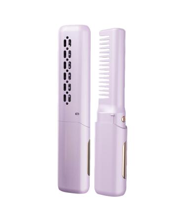 Straightening Brush Electric Hair Straight Brush Heat Rechargeable Straightener Anti Scald Hair Styling Tool 2-in-1 Hair Straightening Brush Cordless Hair Straightener Comb for Travel Women Men Beard Purple