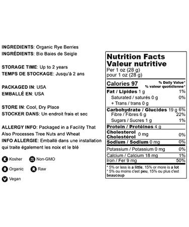 Organic Cracked Rye Berries 1 Pound - Non-GMO | Raw Vegan Kosher Bulk | Great for Cereal & Porridge | High Fiber & Protein | Broken Whole Grain - Buy Online on GoSupps.com