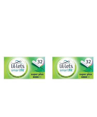 Lil-Lets SmartFit Super Plus Non-Applicator Tampons - Pack of 64 Super Plus (Pack of 2)