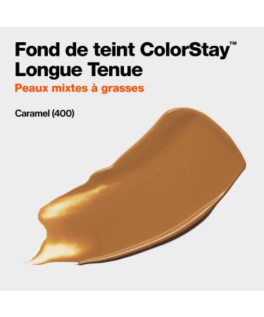 Revlon ColorStay - Fond de teint Longue Tenue 24H - Maquillage Teint et Soin Peaux Mixtes Grasses - Formule Nourrissante et Protectrice Base de Vitamine E - SPF 15-30 ml - N400 Caramel - Buy Online on GoSupps.com