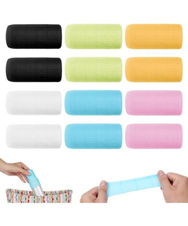 Aucuu 12 PCS Elastic Silicone Toiletry Bottle Sleeves for Travel - Leak Proof & Reusable Covers for Shampoo, Body Wash - Multicolor - 3.2 x 1.5 x 0.8 in - Buy Online on GoSupps.com