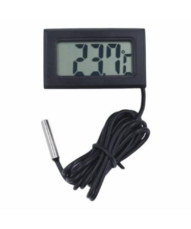 Ranrao aquarium thermometer LCD-Digital thermometer mini thermometer temperature display digital with probe 1 m-5 m black cable 2m