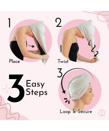 S&T INC. Microfiber Hair Towel Wrap 2 Pack - Rapid Drying for All Hair Types - Grey and Pink - Buy Online on GoSupps.com