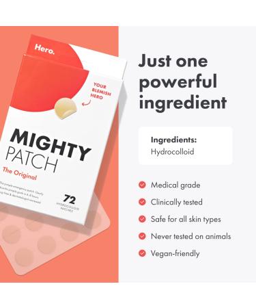 Hero Cosmetics Mighty Patch Original - Hydrocolloid Acne Pimple Patches, Vegan & Cruelty-Free (72 Count) - Buy Online on GoSupps.com