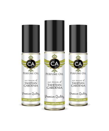 CA Perfume Impression of Emra Tahitian Gardenia For Women & Men Replica Fragrance Body Oil Dupes Alcohol-Free Essential Aromatherapy Sample Travel Size Concentrated Long Lasting Roll-On 0.3 Fl Oz-X3