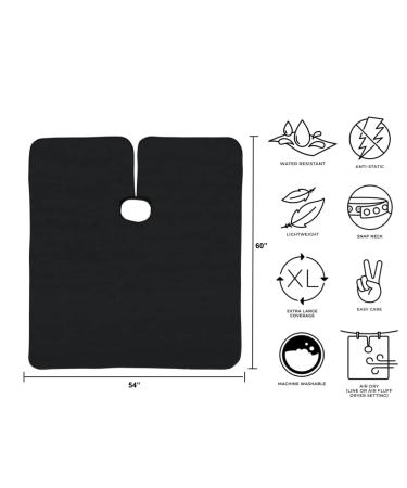 Cricket Anti-Static Haircutting Cape | Professional Stylist Salon Barbershop Hairdresser | Adjustable Snap Neck Closure | Black - Buy Online on GoSupps.com