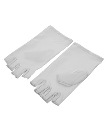 Healeved 1 Pair Nail Gloves Uv Lamp Hand Covers Uv Protectors Gloves Nail Art Accessories Uv Protecting Gloves Manicure Half Finger Sun Gloves Gel Sun Protection Manicure Tools Miss Spandex 17x8.5cm Light Grey