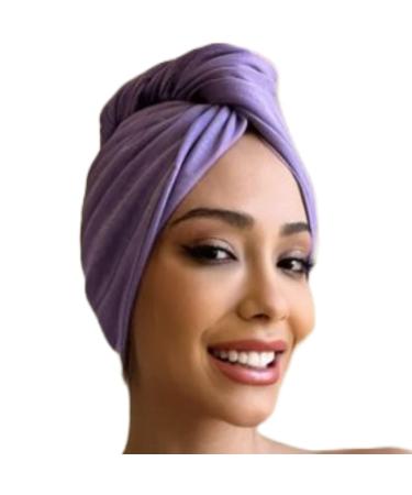 Radiant Queen Cotton Hair Towel (Purple) 100% Cotton T-Shirt Double Layer Material  Adjustable Size for Short  Medium and Long Hair  Anti Frizz