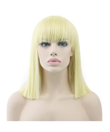 LFMDJF 8 Colors Synthetic Hair Heat Resistant Blue Black Color Hair Wig Party Straight Short Wigs for Women 16inches 4/27HL T1B/613