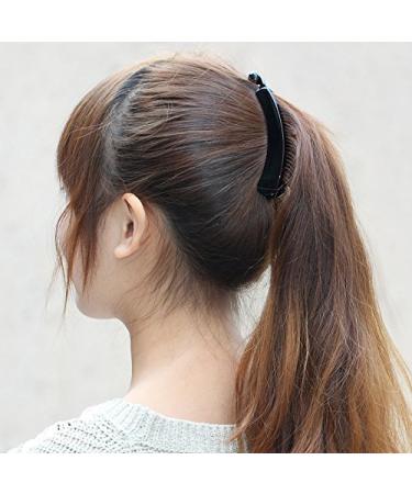 Classic Black Banana Hair Clip for Women - 11cm Twisted Plastic Hair Accessory - Buy Online on GoSupps.com