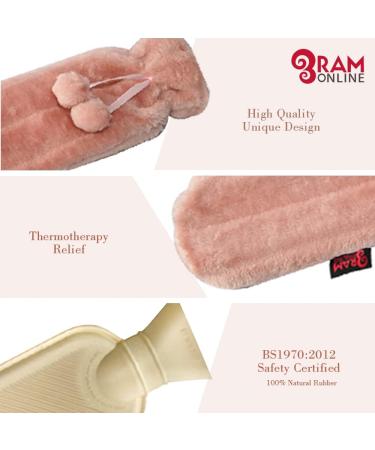 RAM Extra Long Hot Water Bottle with Soft Fur Cover - 72 cm Pink | Cozy Comfort for Pain Relief - Buy Online on GoSupps.com