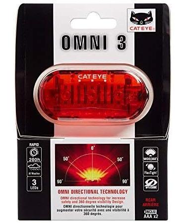 CAT EYE Omni 3 LED Safety Bike Light Red/Rear Light with Mount - Illuminate Your Ride - Buy Online on GoSupps.com