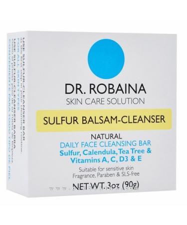 Dr. Robaina - Sulfur Balsam Cleanser - Skin Care Bar Soap Solution - Daily Face Wash Cleansing Bar - Body Wash for Men and Women   Skin Care Product Suitable for Sensitive Skin.