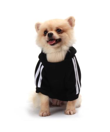 QiCheng&LYS Dog Hoodie Small Dog Knitted Sweater Winter Coat For Small Dogs (Black S) Black S