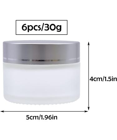YHSWIN 6pcs 30ml Matte Glass Cosmetic Containers - Empty Cream Jars with Silver Lid for Cream & Essential Oils - Ideal for Travel & Storage - Buy Online on GoSupps.com