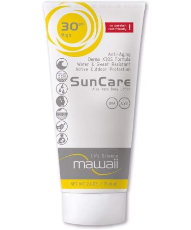 Mawaii SunCare Anti-Aging Sun Cream 30 SPF - 75 ml - Specialist Sunscreen Sport Outdoor - Water and Sweat Resistant - Reef Friendly and Paraben Free