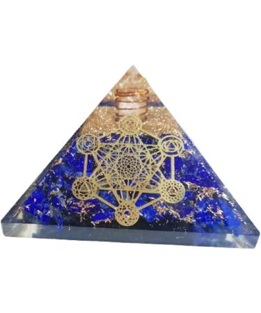 P&R UK Lapis Lazuli Metatron's Cube Orgonite Pyramid with Copper Coil - Energy-Enhancing Healing Crystal D cor in Elegant Gift Box - Buy Online on GoSupps.com