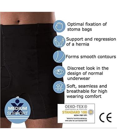 Corsinel Men's Boxer Shorts for Stoma & Hernia - Discrete Supportive Underpants Seamless Stretch Black 2X Large - Pack of 1 - Buy Online on GoSupps.com
