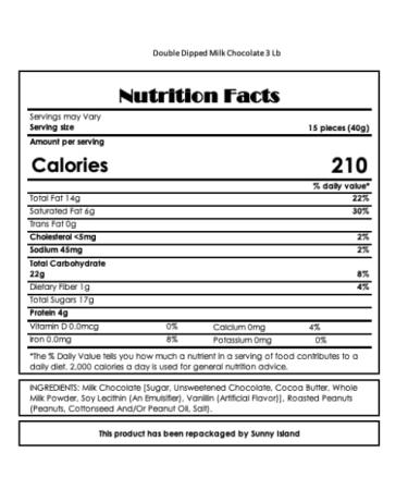 Sunny Island Double Dipped Milk Chocolate Covered Peanuts Candy - Gluten Free - 3lb Bag - Buy Online on GoSupps.com