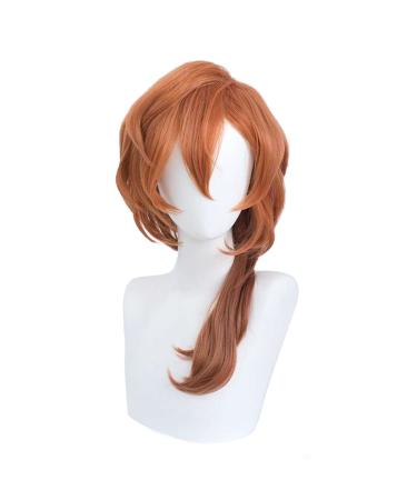 Short Orange Wig for Cosplay Costume Male Men Anime Layered Fluffy Character Costume Wig Heat Resistant Halloween Party Wig + Wig Cap (Orange)
