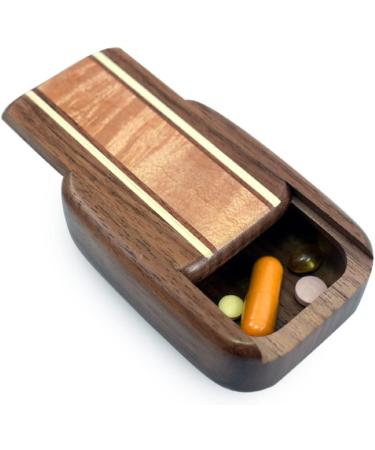 Shop American Made Pocket-Sized Pill Box - Walnut Wood & Burl Maple | Premium Quality - Buy Online on GoSupps.com