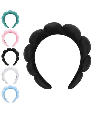 kissxiaoya Spa Headband for Women  Sponge Spa Headband for Washing Face  Makeup Removal  Shower  Skincare  Terry Towel Cloth Fabric Head Band (Black)